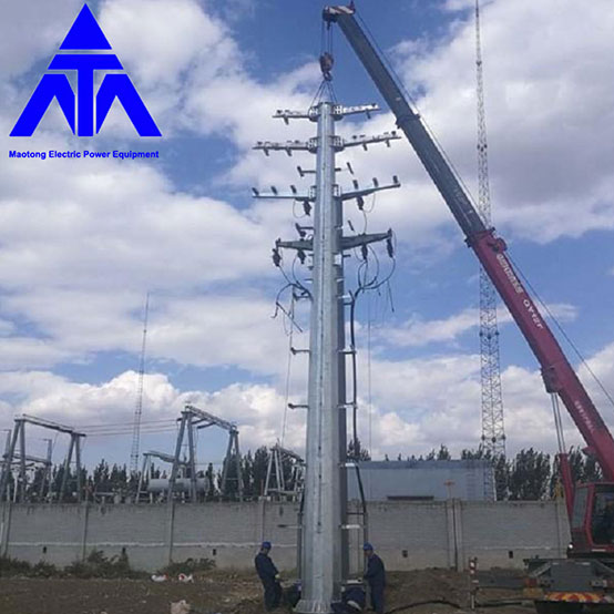 20m Steel Monopole Transmission Electric Power Single Tube Tower