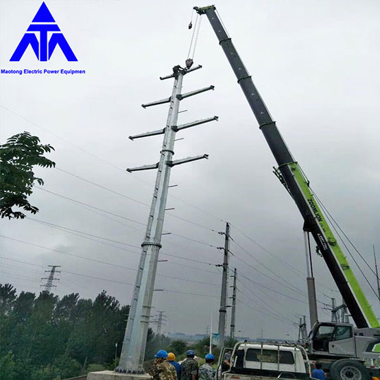 132KV 138KV 230KV Monopole Tower Self Pole Transmission Tower