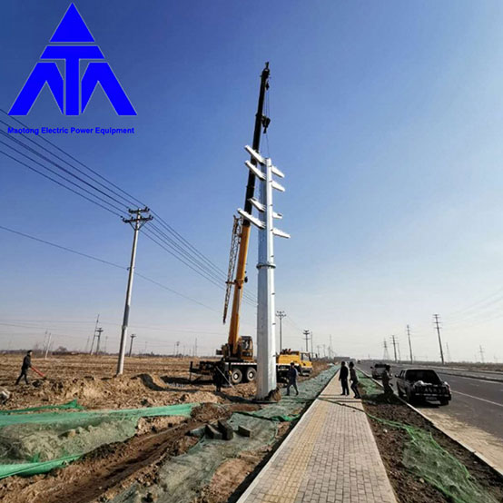 20m Steel Monopole Transmission Electric Power Single Tube Tower