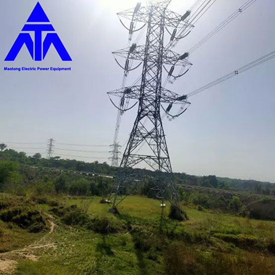 Steel Pipe Electric Power Transmission Line Tower 132 KV